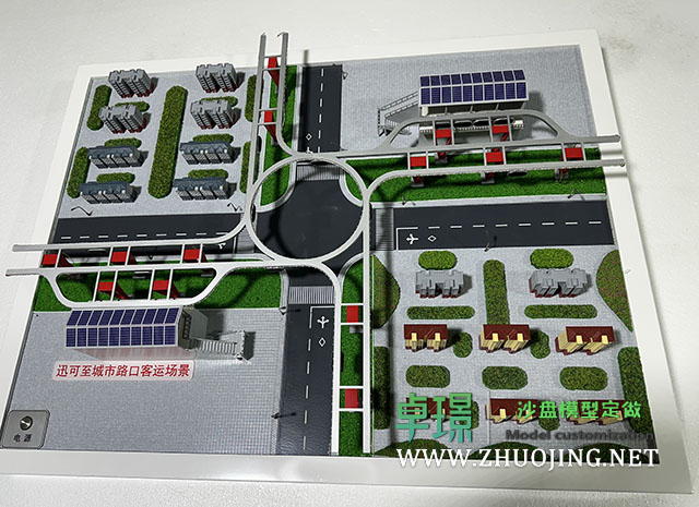 城市路口客运场景沙盘模型制作厂家案例